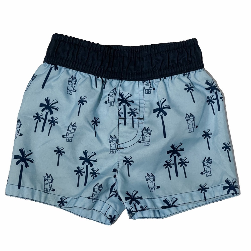 🛹 3 for $10
Bluey Palm Tree Print Swim Trunks